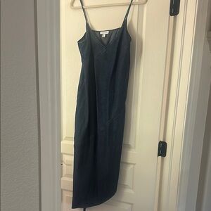 Topshop Women's Blue Asymmetrical Denim Dress